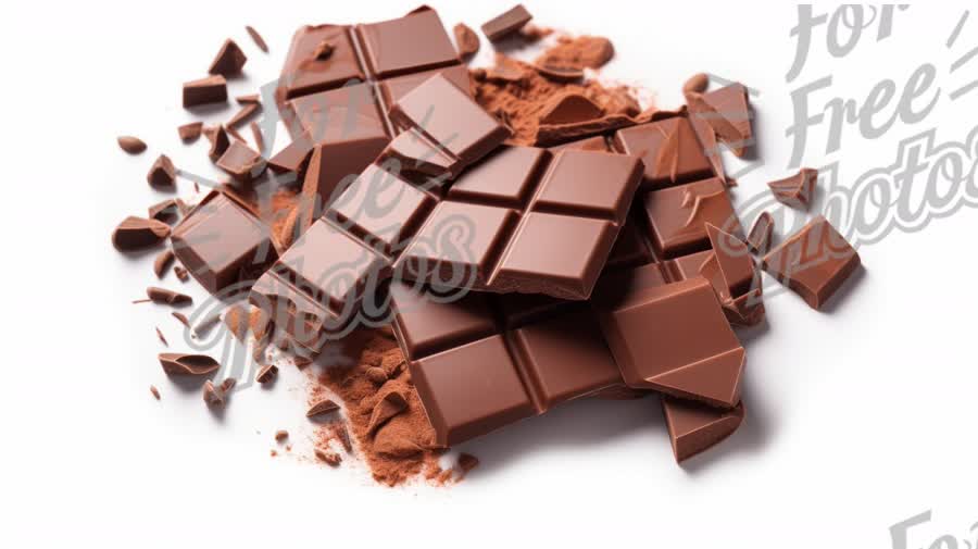 Delicious Dark Chocolate Bar with Crushed Pieces and Cocoa Powder