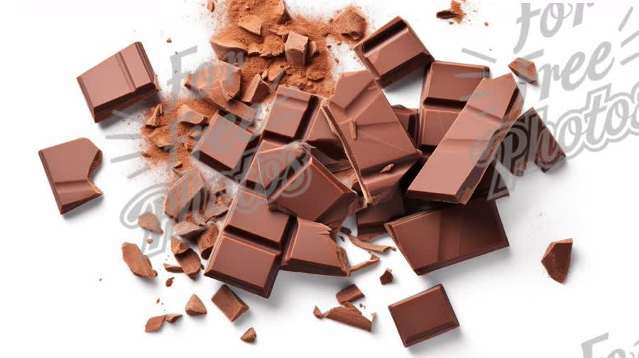 Delicious Dark Chocolate Pieces on White Background - Gourmet Dessert Ingredients