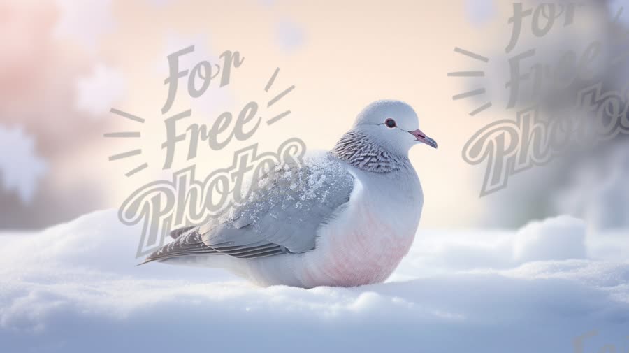 Snowy Dove in Winter Wonderland: Serene Nature Scene