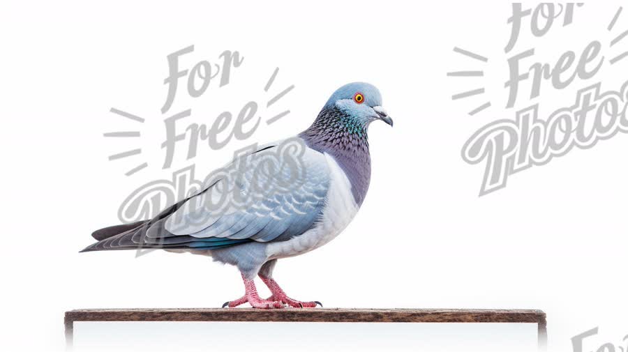 Vibrant Urban Pigeon on White Background - Nature and Wildlife Photography