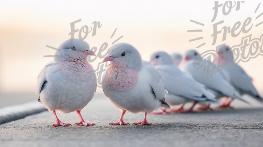 Charming Pink-Faced Pigeons in a Serene Urban Setting