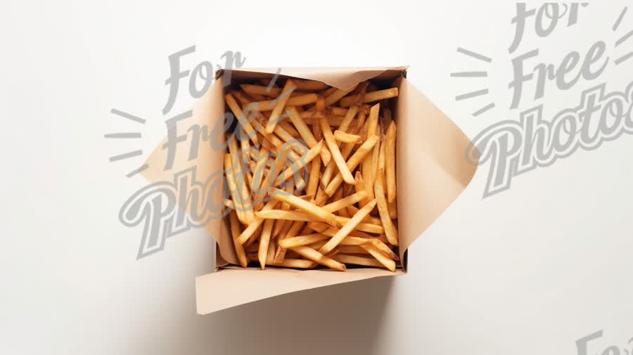 Crispy Golden French Fries in Takeout Box - Fast Food Delight