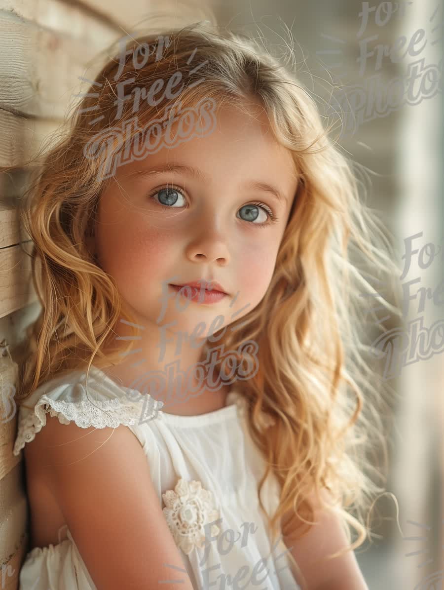 Charming Portrait of a Young Girl with Beautiful Blue Eyes and Natural Curls