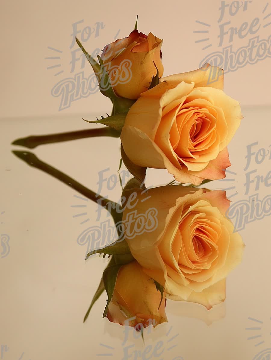 Elegant Yellow Roses with Reflection - Romantic Floral Arrangement