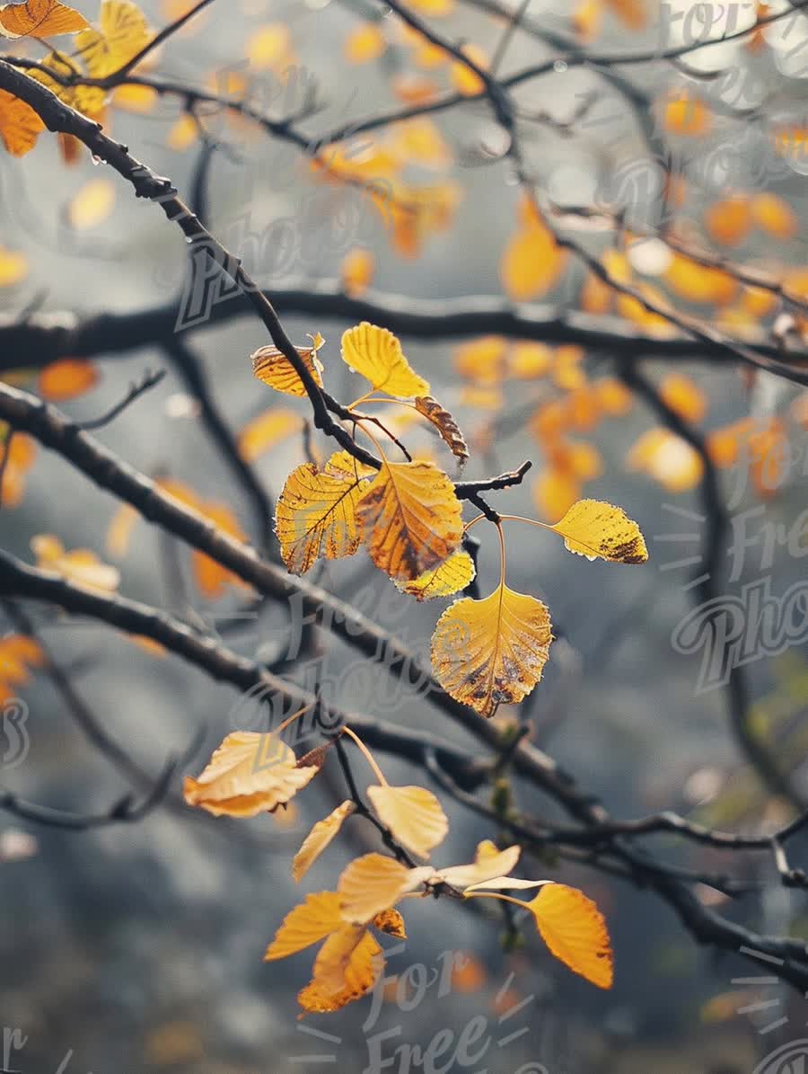 Autumn Leaves on Branches in Soft Focus - Nature's Fall Beauty