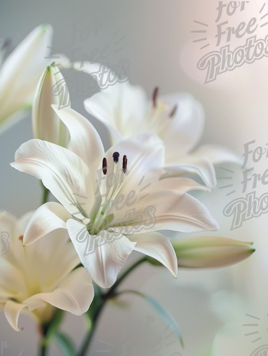 Elegant White Lilies in Soft Focus - Floral Beauty for Weddings and Celebrations