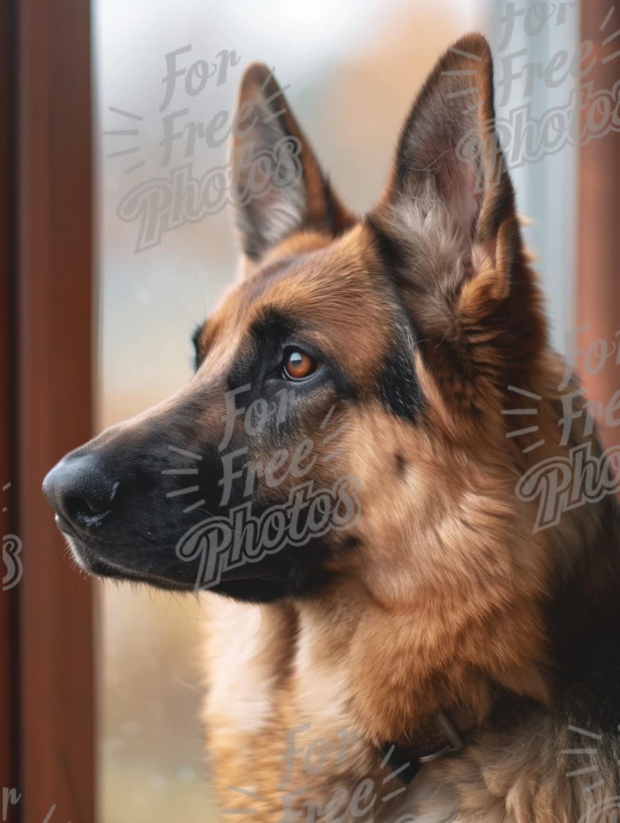 Majestic German Shepherd Portrait by Window - Loyal Companion and Pet Photography