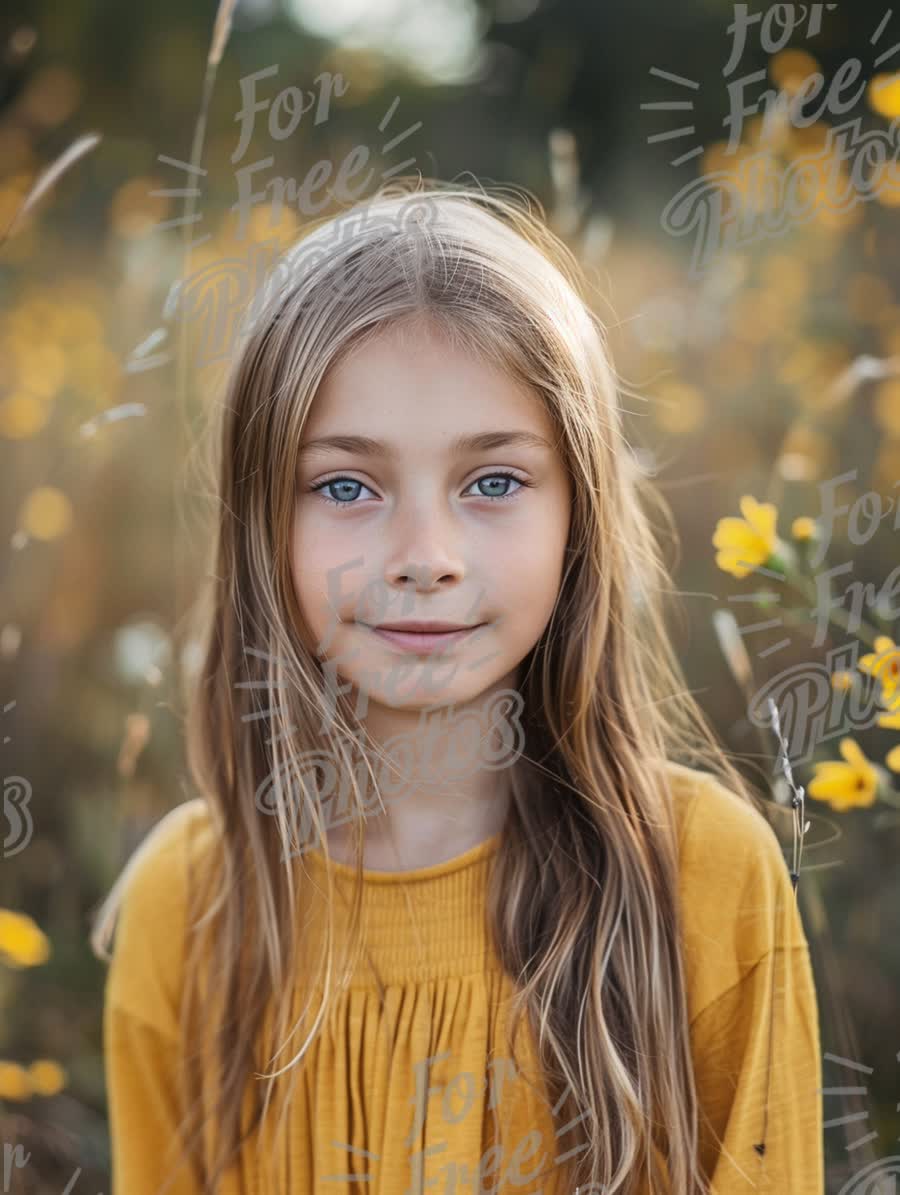 Charming Young Girl in a Field of Wildflowers: Natural Beauty and Innocence