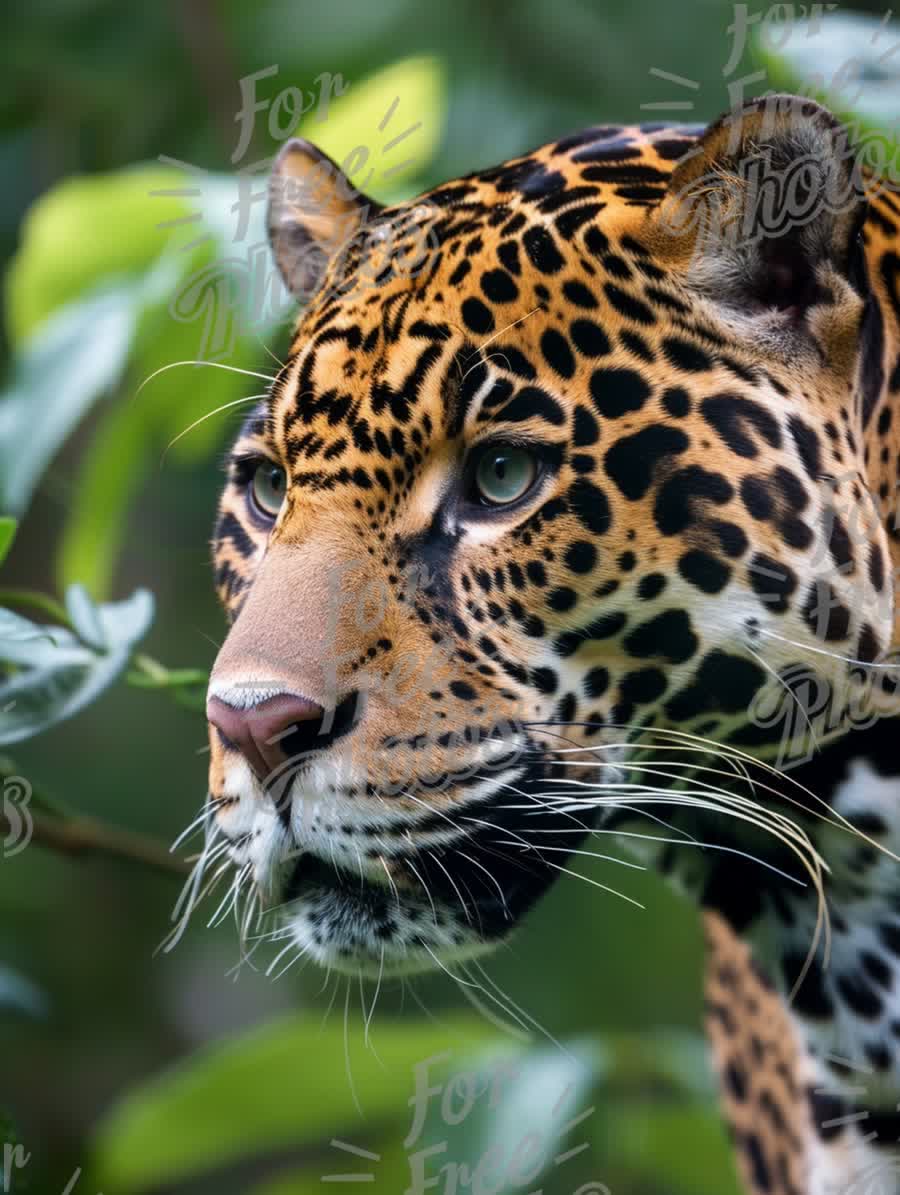 Majestic Jaguar in Lush Jungle Habitat: Wildlife Portrait