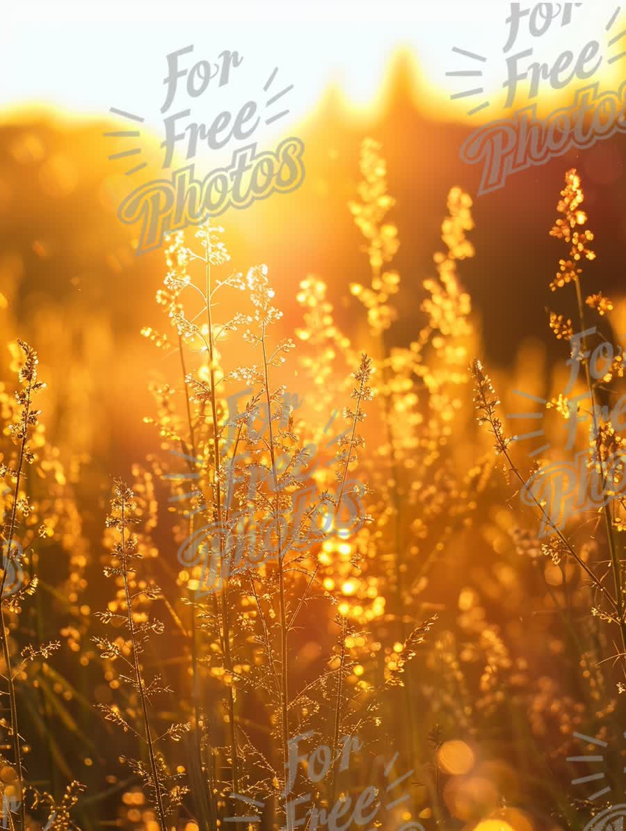 Golden Sunrise Over Wildflower Meadow: Nature's Serenity and Beauty