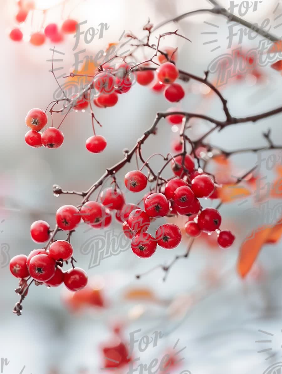 Vibrant Red Berries on Frosty Branches: Winter Nature Beauty