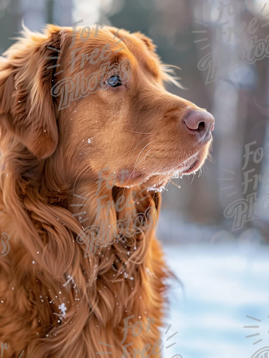 Majestic Golden Retriever in Winter Wonderland: Snowy Portrait of a Loyal Companion