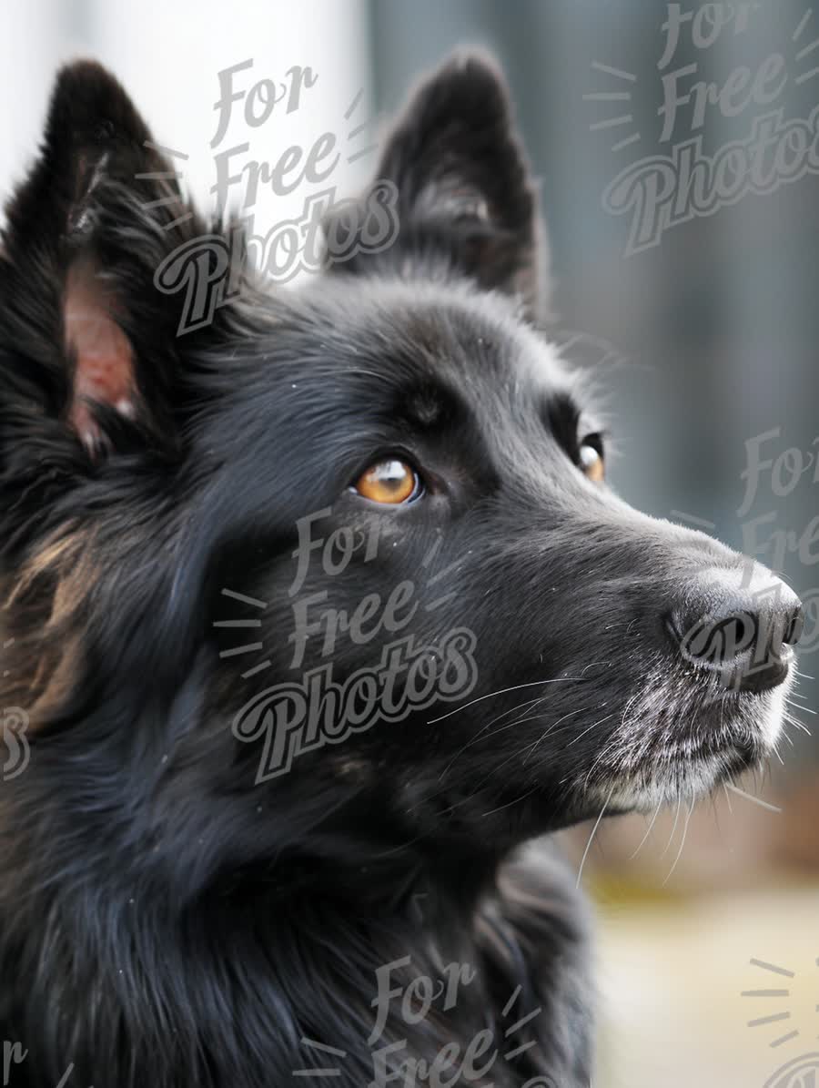 Close-Up of a Majestic Black Dog with Expressive Eyes