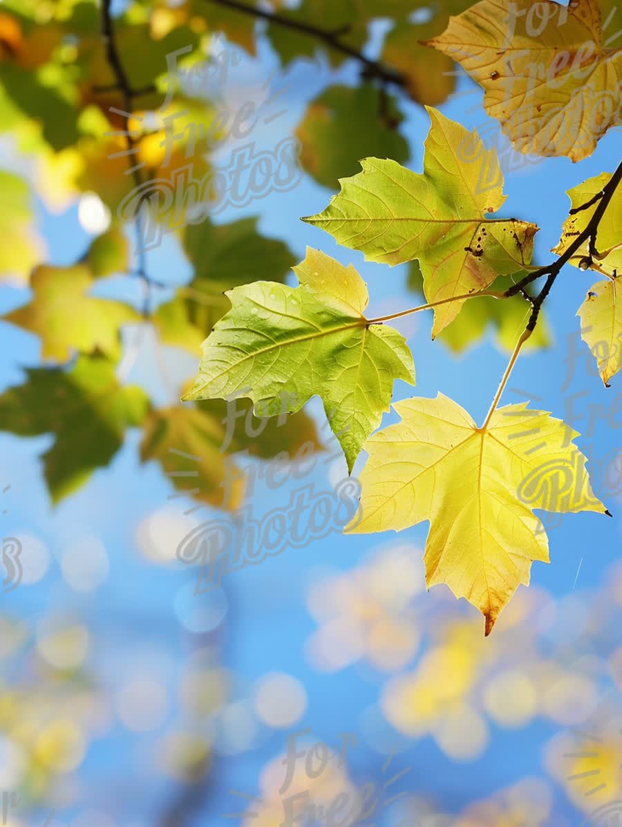 Vibrant Autumn Leaves Against a Clear Blue Sky