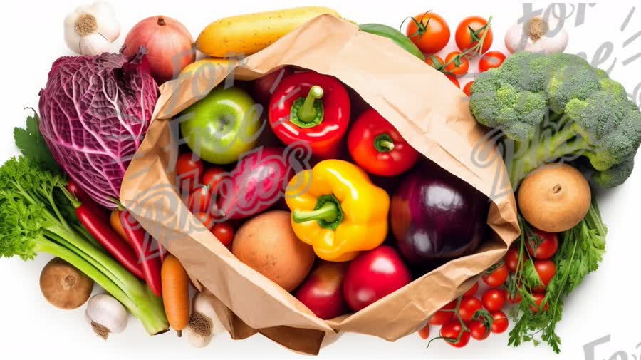 Fresh Organic Vegetables and Fruits in Paper Bag - Healthy Eating and Nutrition Concept