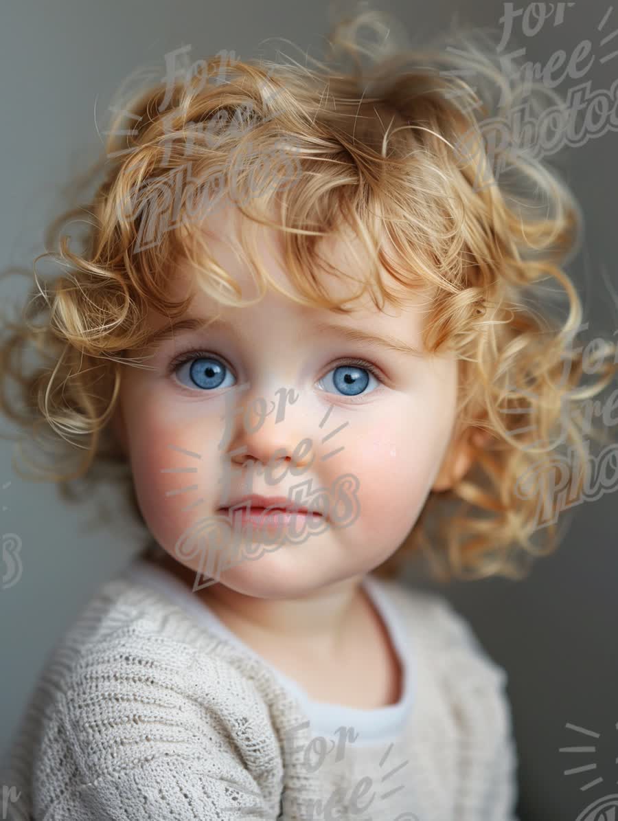 Adorable Child with Curly Hair and Bright Blue Eyes - Innocence and Joy