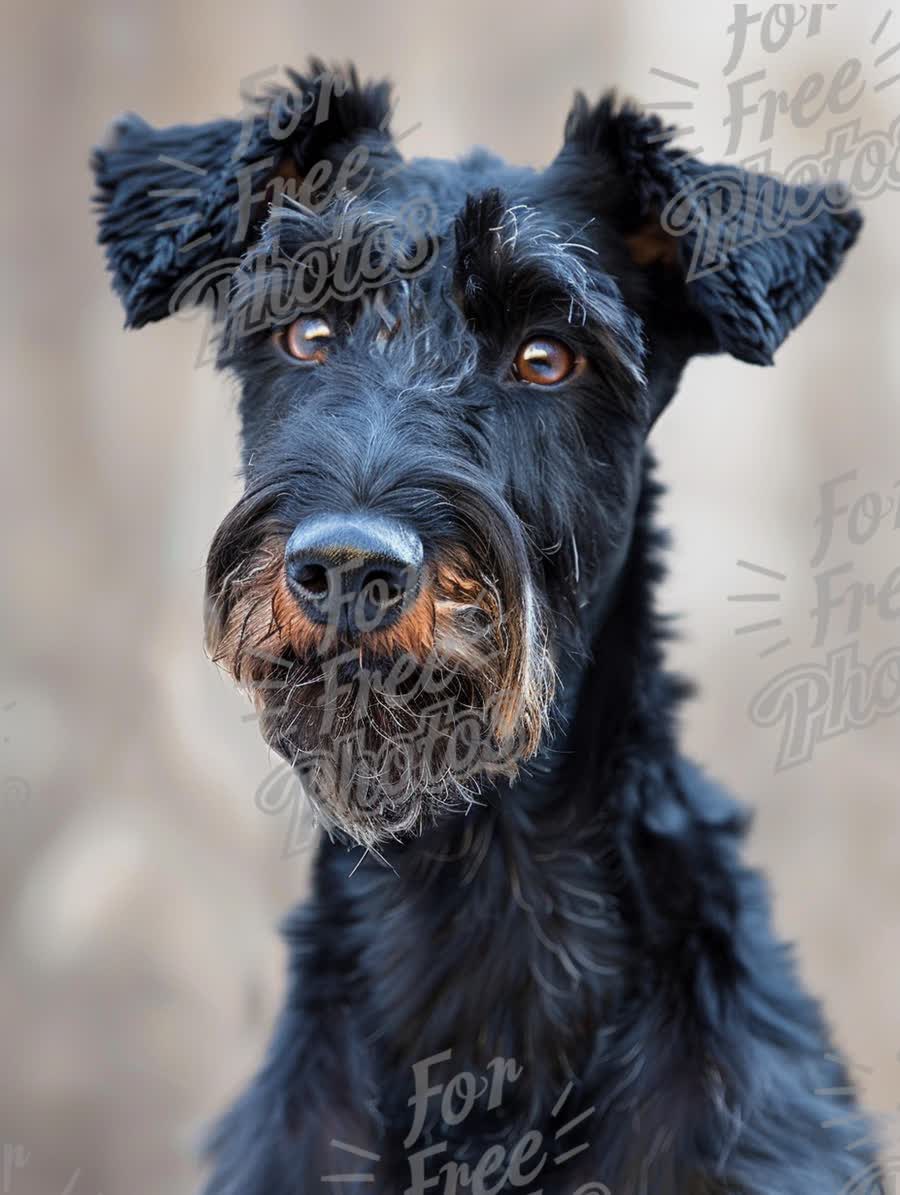 Close-Up Portrait of a Black Schnauzer Dog with Expressive Eyes