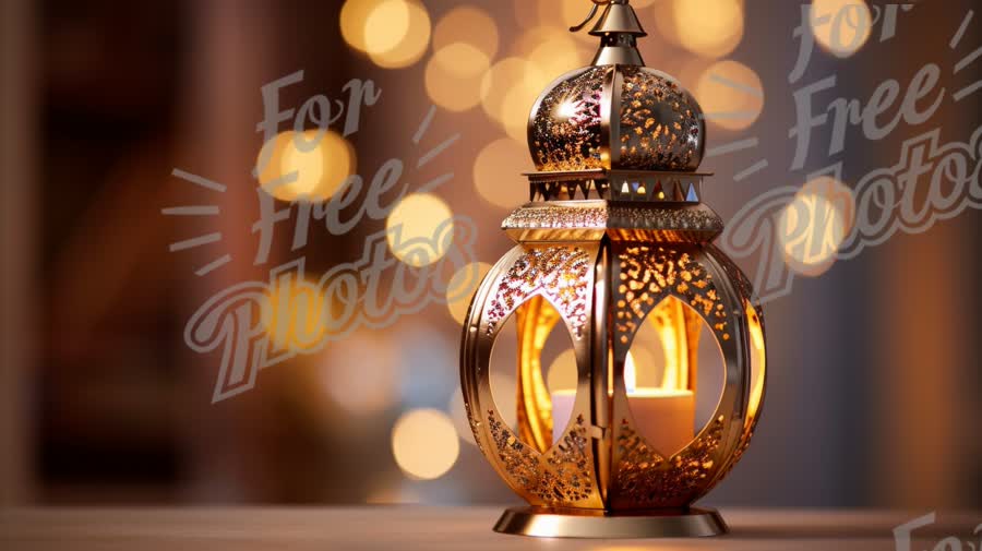 Elegant Decorative Lantern with Warm Glow and Bokeh Background for Cozy Ambiance