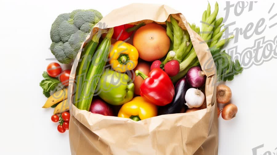 Fresh Organic Vegetables and Fruits in Eco-Friendly Paper Bag