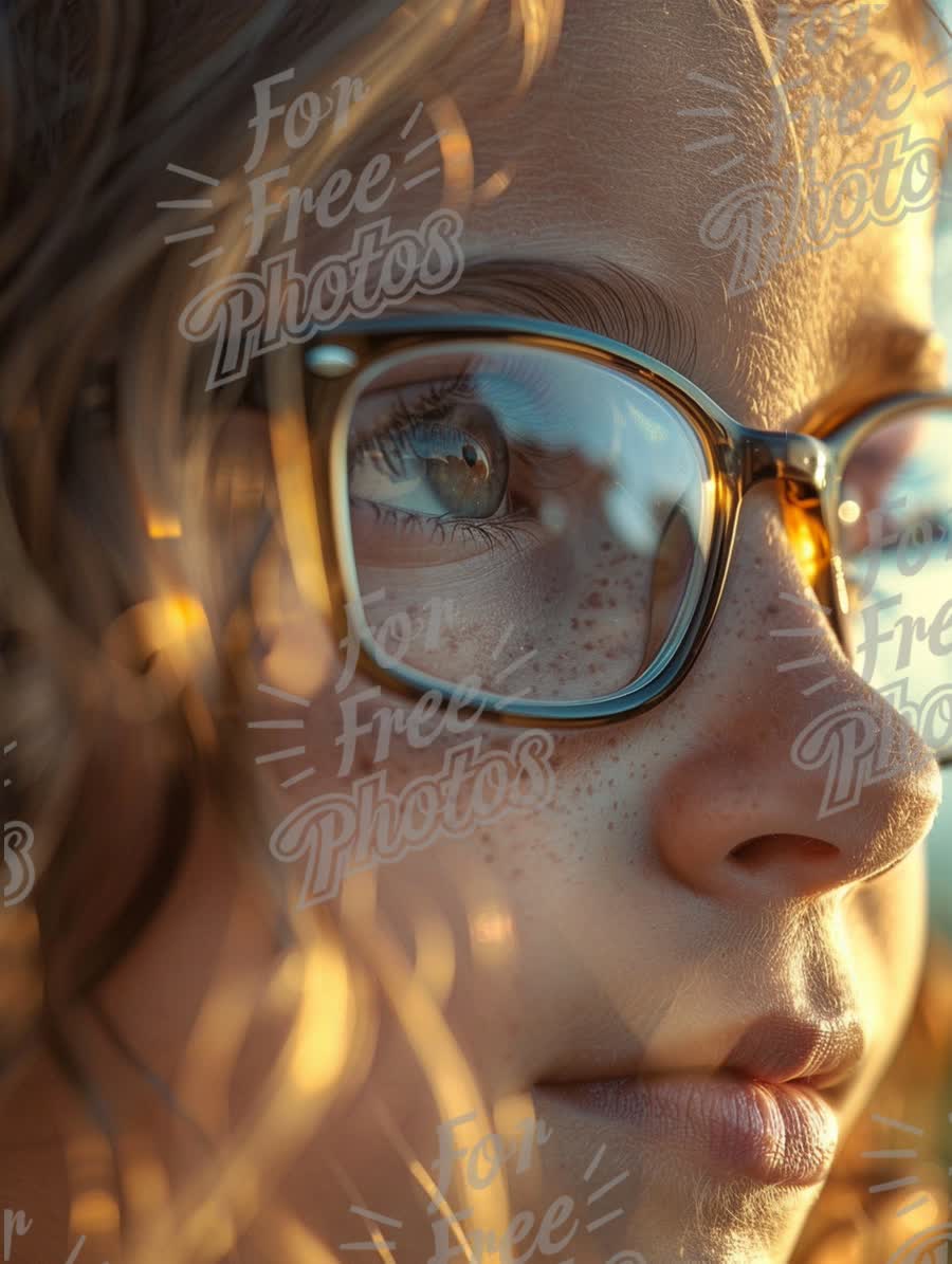 Close-Up of a Thoughtful Child with Freckles and Glasses in Soft Natural Light