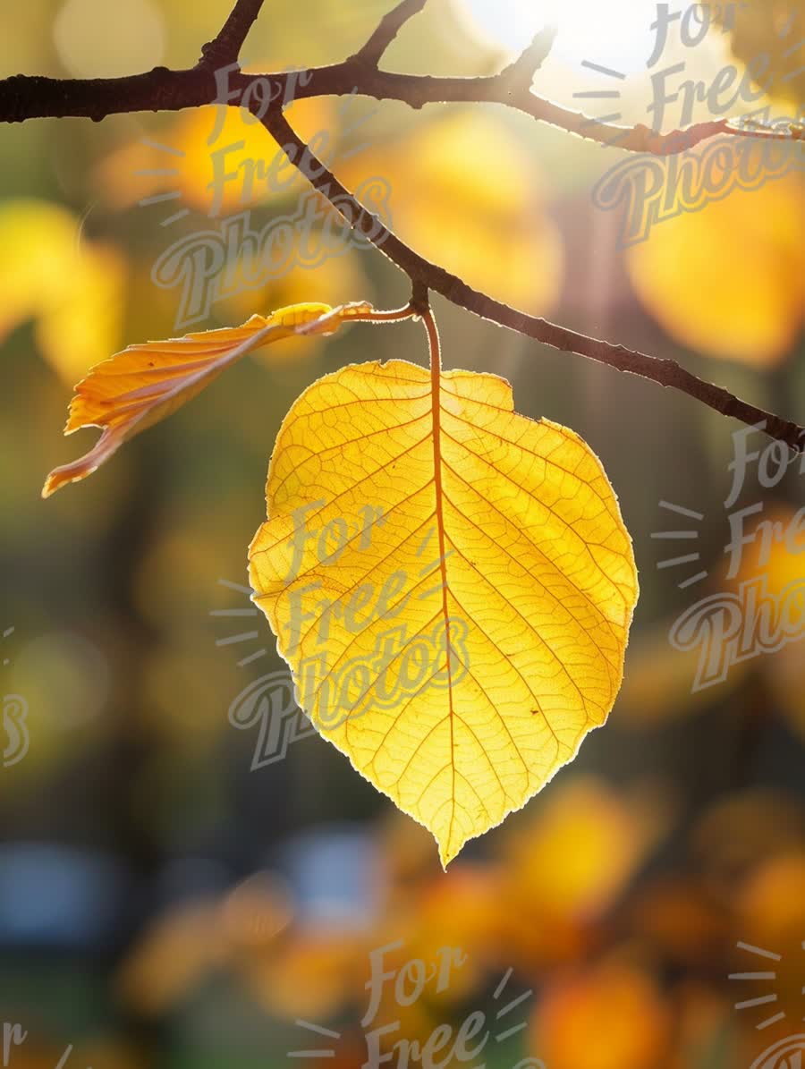 Golden Autumn Leaves Backlit by Sunlight - Nature's Beauty in Fall