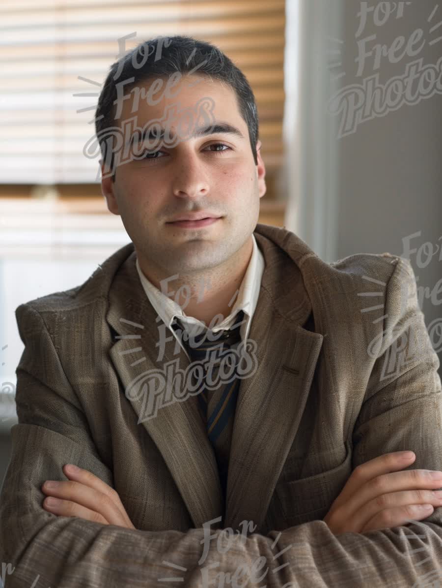 Confident Businessman in Professional Attire with Arms Crossed