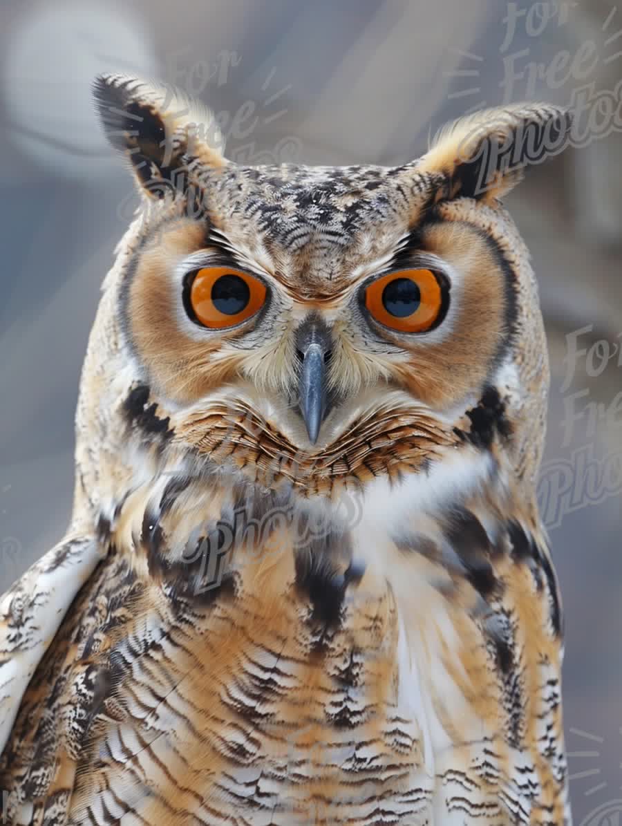 Majestic Owl with Striking Orange Eyes in Natural Habitat