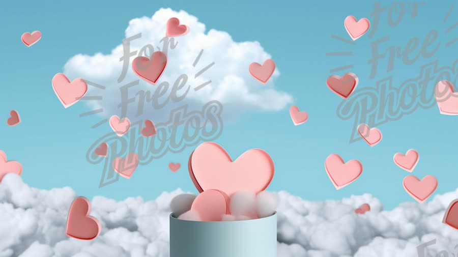 Whimsical Love: Floating Hearts in a Dreamy Sky