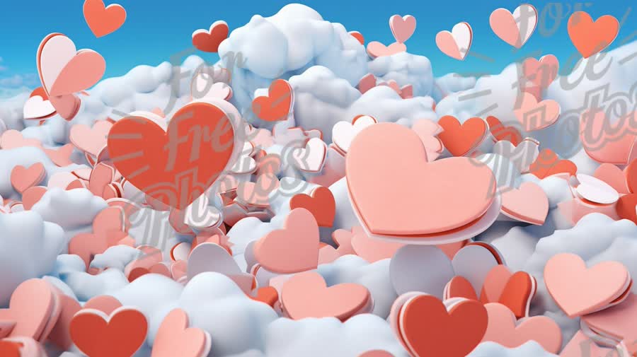 Whimsical Heart Clouds: Romantic Background for Love and Valentine's Day Themes