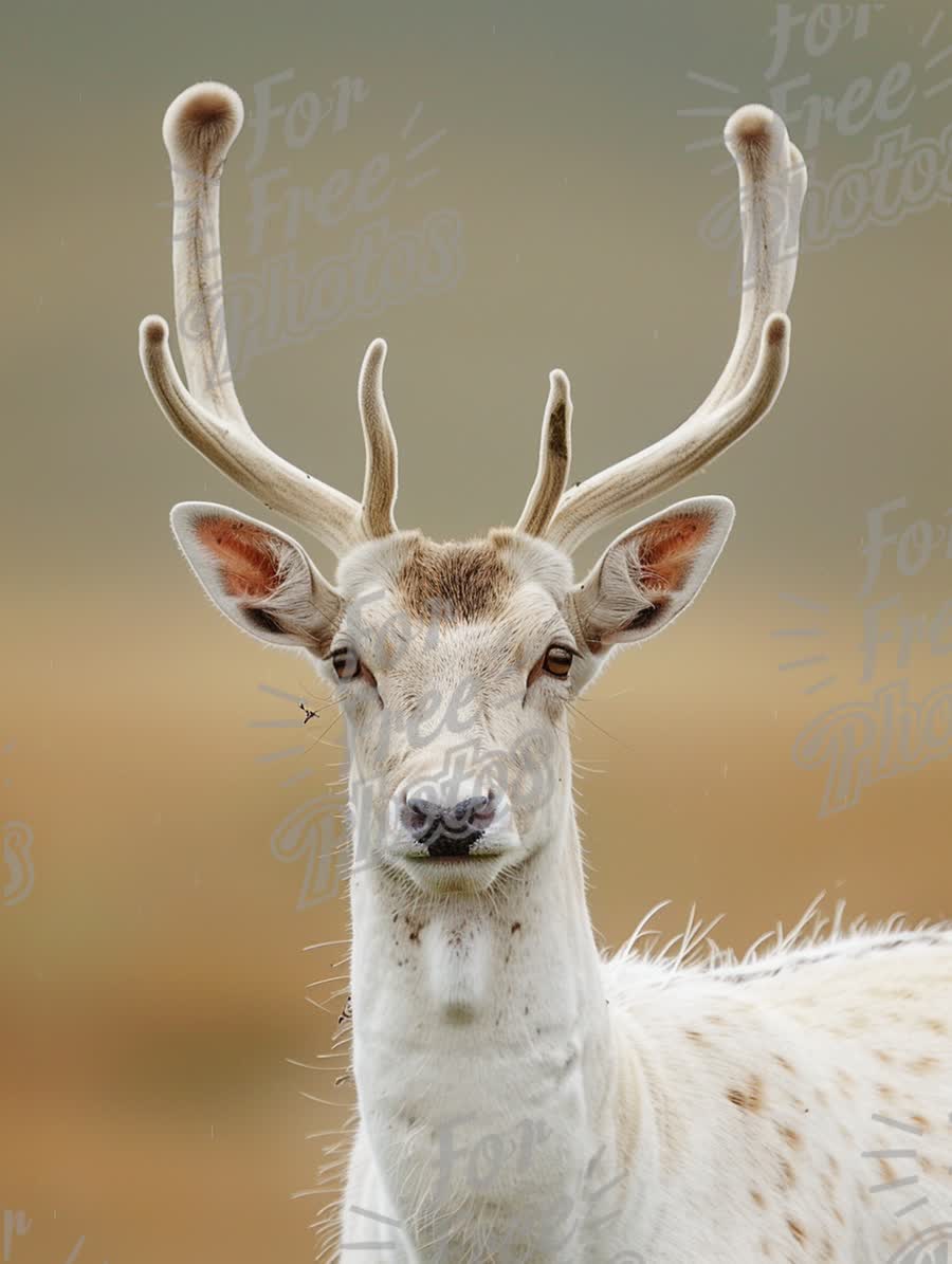 Majestic White-Furred Deer with Antlers in Natural Habitat