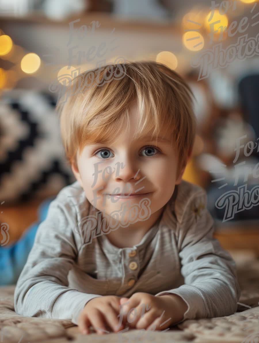 Joyful Child Portrait with Soft Lighting and Cozy Atmosphere