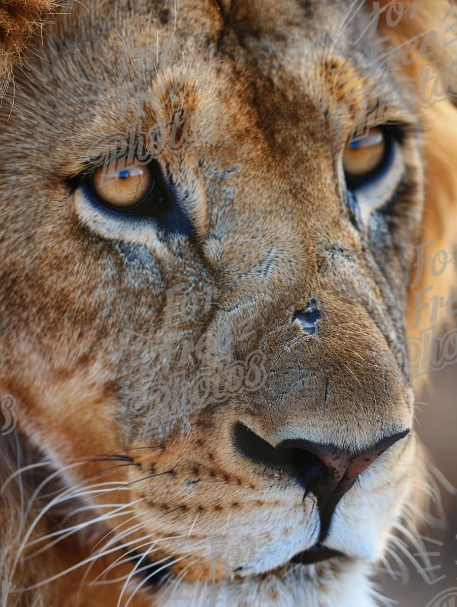 Majestic Lion Close-Up: Powerful Wildlife Portrait with Intense Gaze