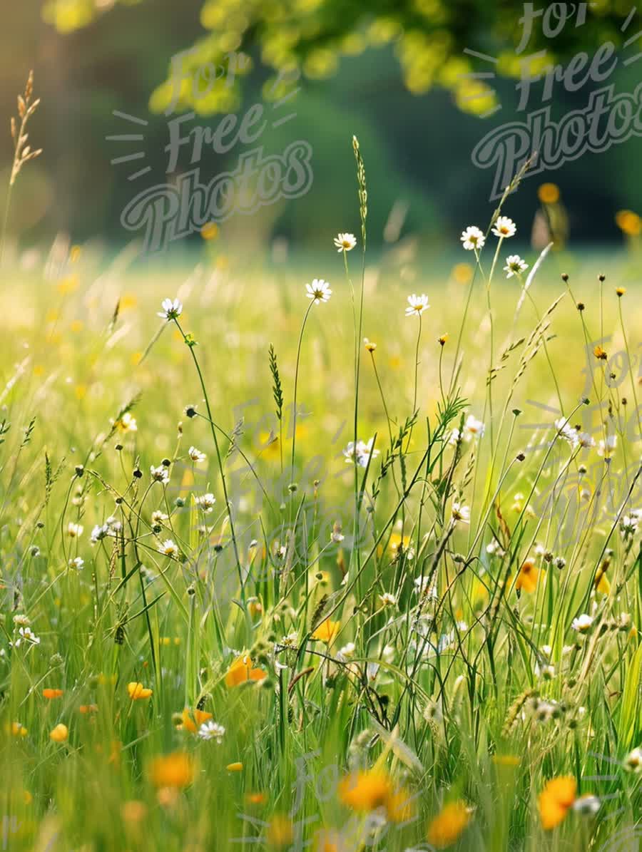 Vibrant Wildflower Meadow in Soft Morning Light