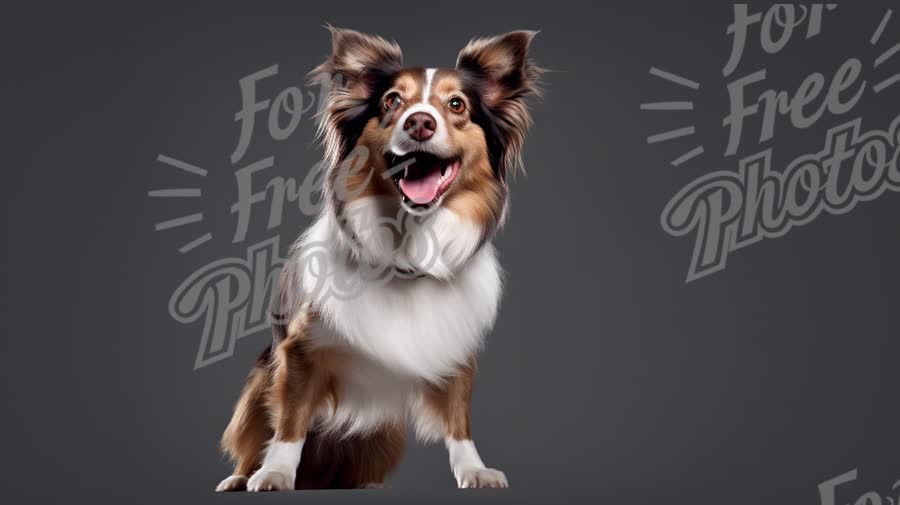 Happy Australian Shepherd Dog Portrait on Dark Background