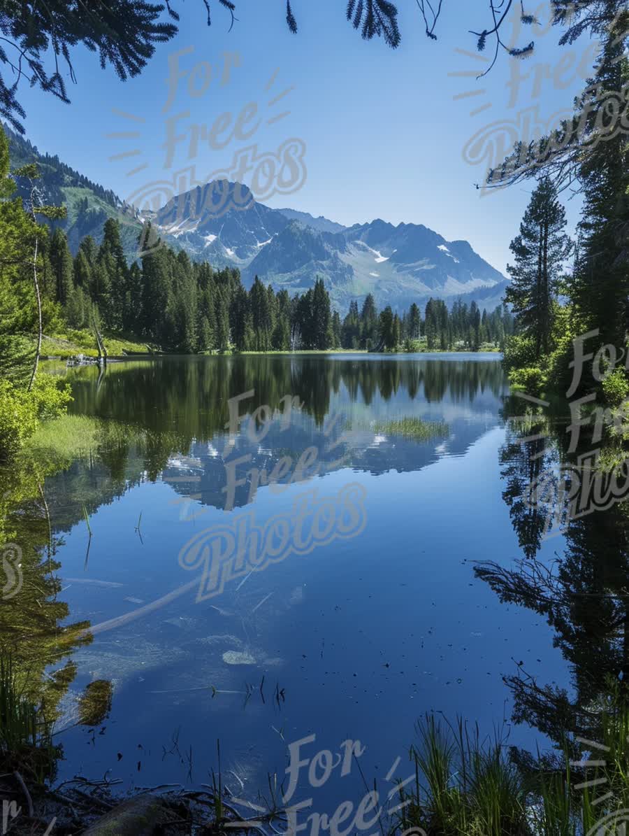 Serene Mountain Lake Reflection in a Tranquil Forest Landscape