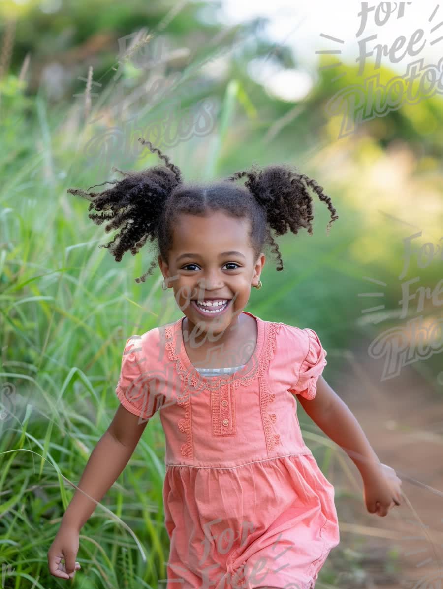 Joyful Child Running in Nature: Happy Moments of Childhood