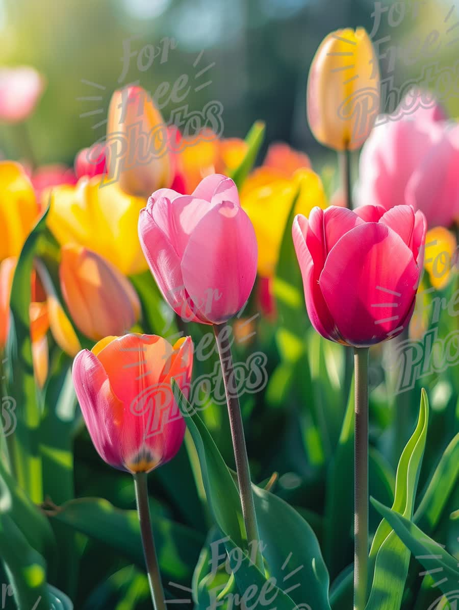 Vibrant Spring Tulip Garden in Full Bloom