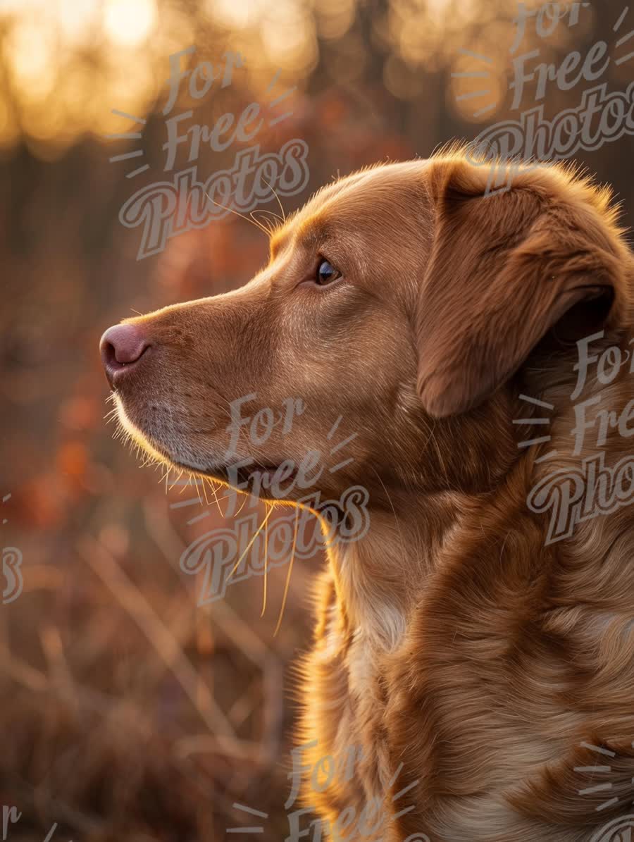 Golden Retriever Portrait at Sunset: Serene Dog Profile in Nature