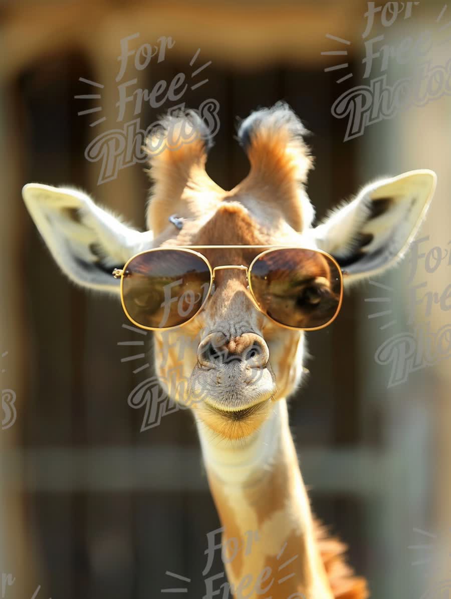 Cool Giraffe Wearing Sunglasses: Fun Wildlife Portrait for Creative Projects