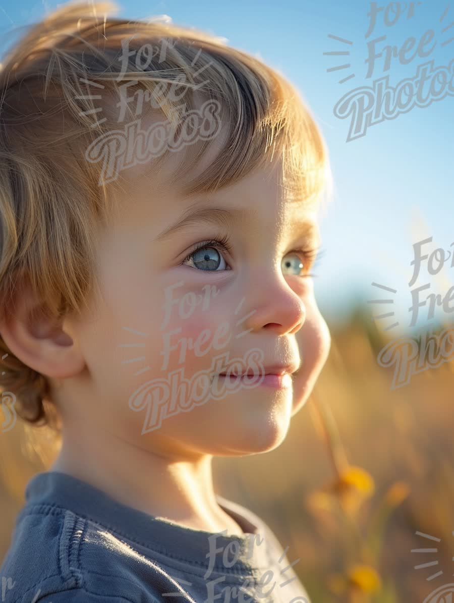 Joyful Child in Nature: Innocence and Wonder in a Sunlit Field