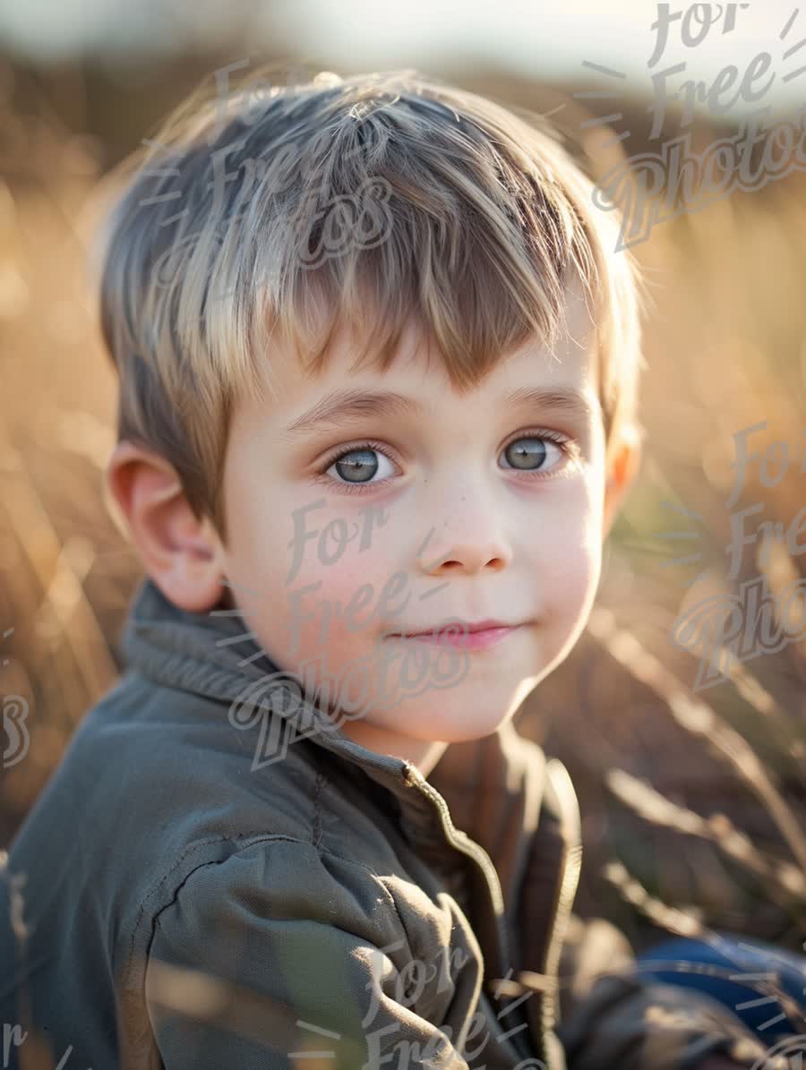 Charming Young Boy in Nature: Innocence and Joy in a Sunlit Field