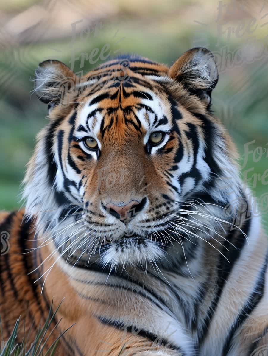 Majestic Tiger Portrait: Wild Animal Close-Up in Natural Habitat