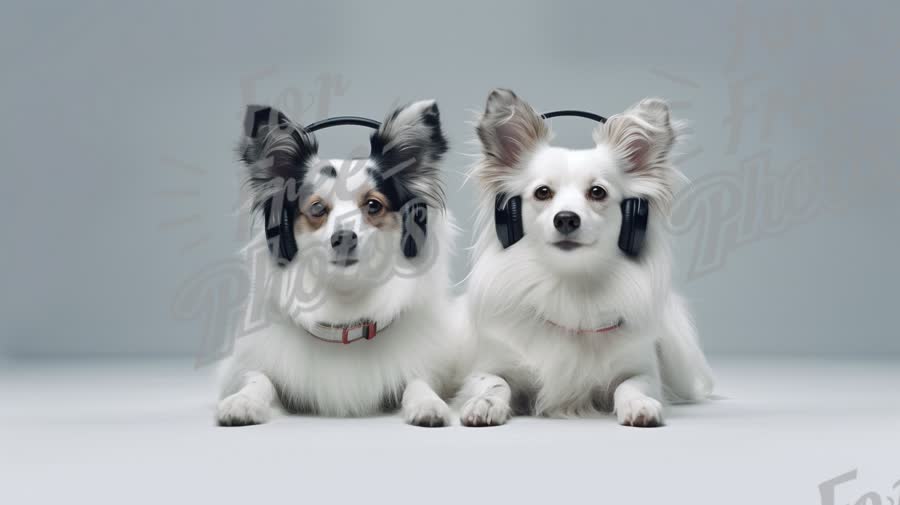 Trendy Dogs Listening to Music with Headphones - Cute Pet Lifestyle Concept