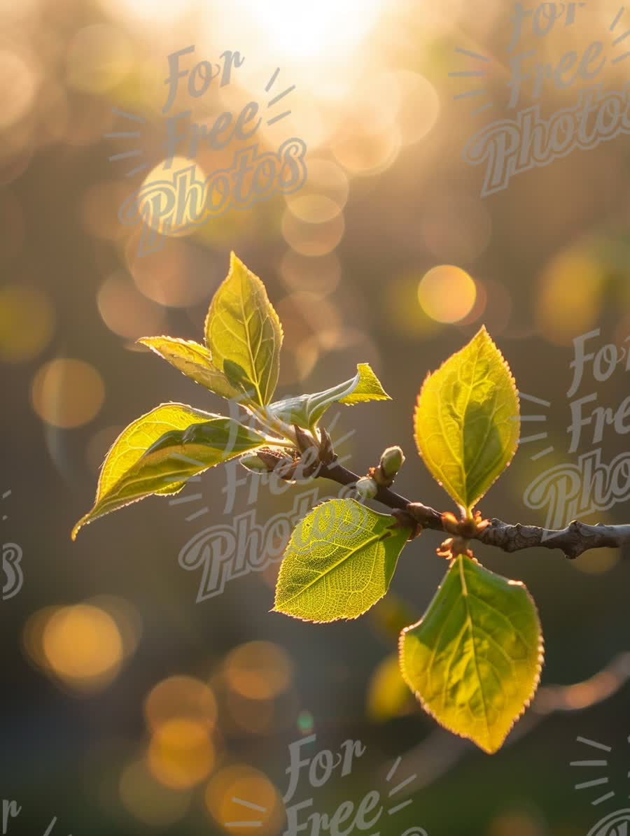 Fresh Green Leaves with Bokeh Background - Nature's Spring Awakening