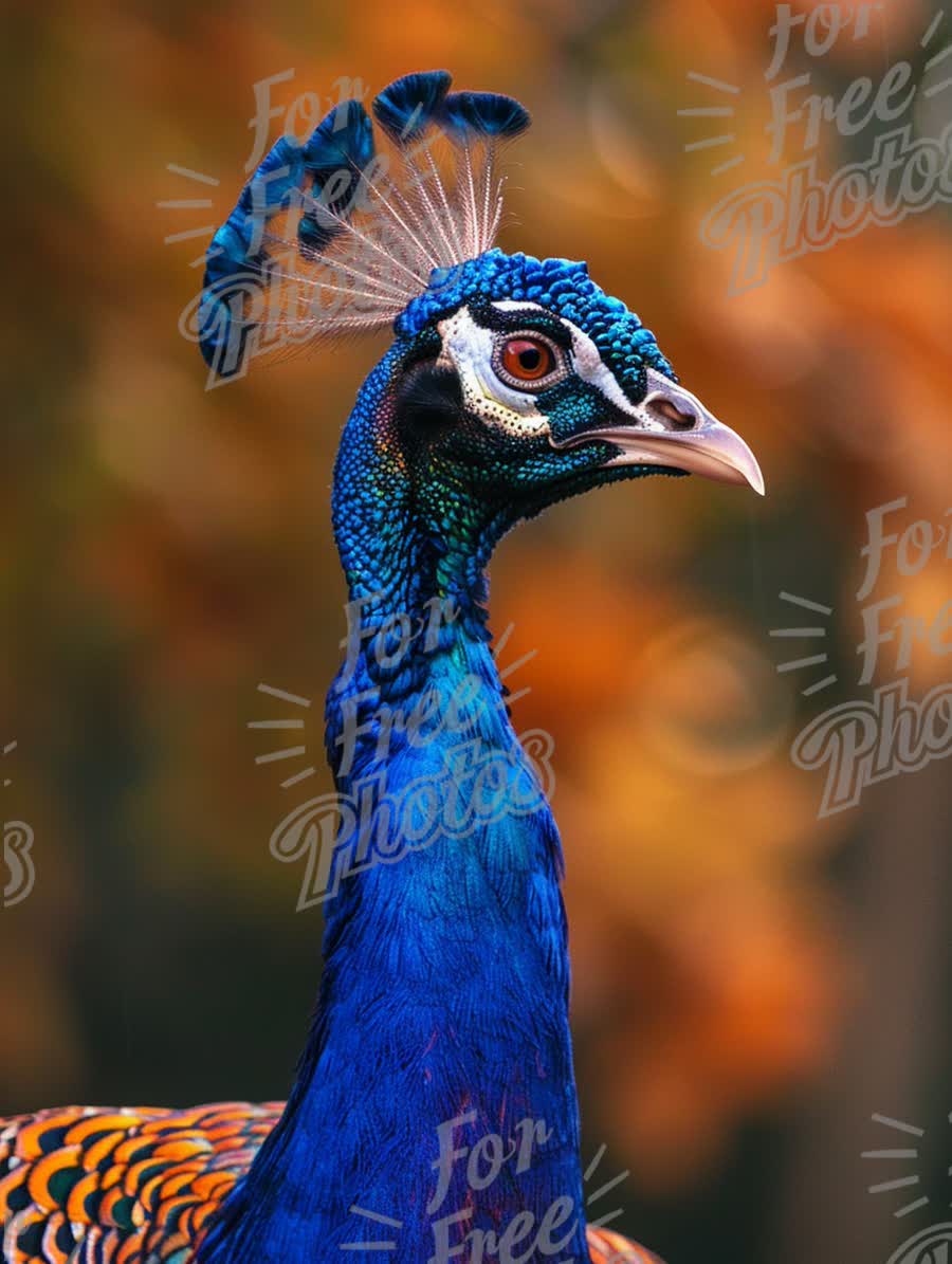 Vibrant Peacock Portrait with Colorful Feathers and Natural Background