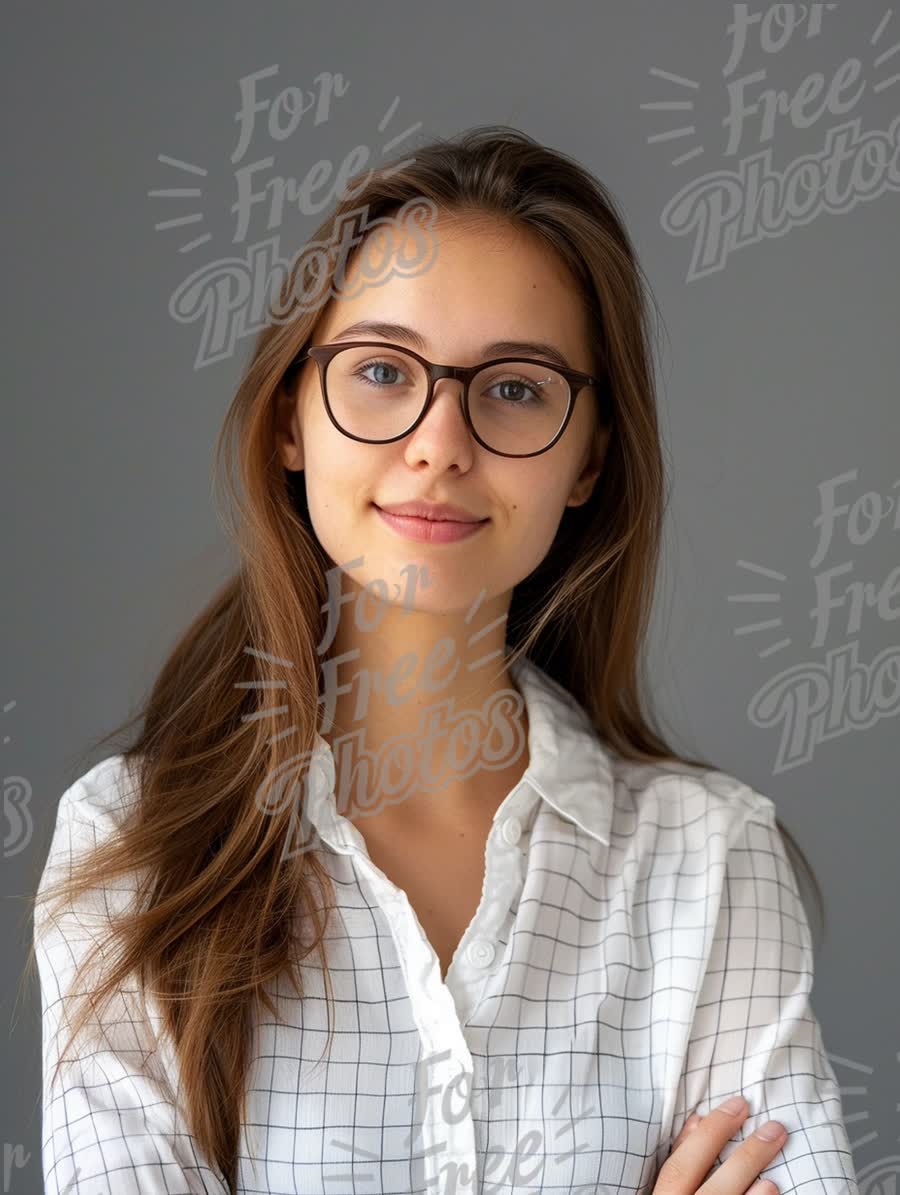 Confident Young Woman in Professional Attire with Glasses - Portrait for Business and Marketing