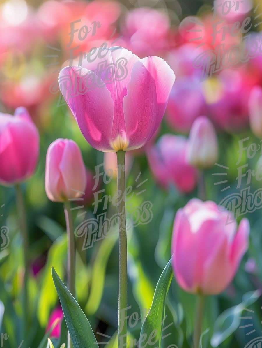 Vibrant Pink Tulips in Bloom: Spring Floral Beauty