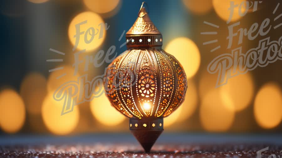 Elegant Moroccan Lantern with Warm Bokeh Background for Festive Decor