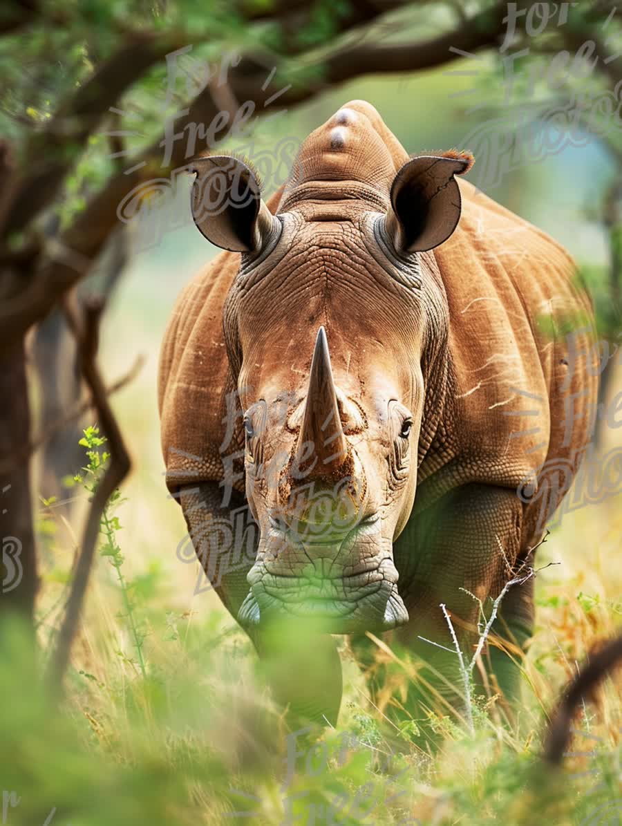 Majestic Rhino in Natural Habitat: Wildlife Conservation and Biodiversity