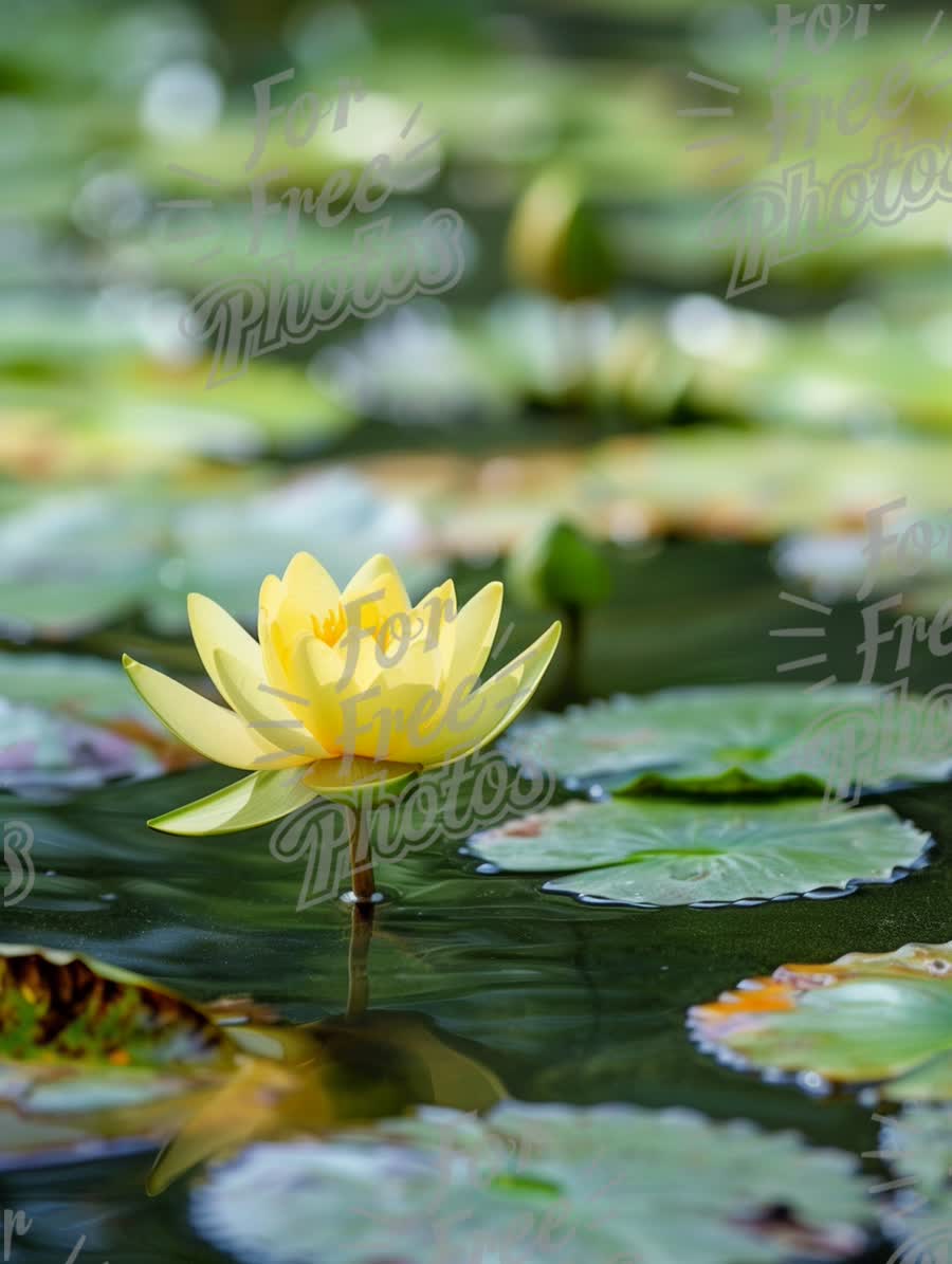 Serene Yellow Water Lily Blooming on Tranquil Pond